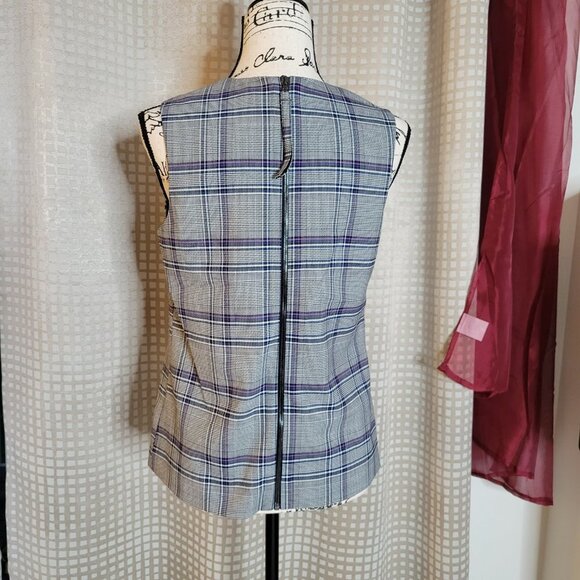 Lewit Lidia Plaid Shell Wool Blend Sleeveless Top - Size Small - Picture 4 of 11